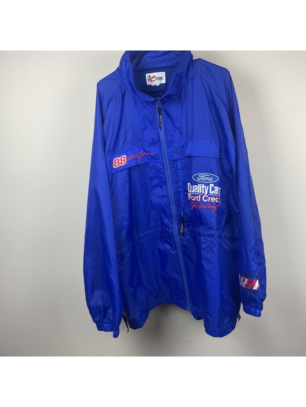 Chase Authentics Dale Jarrett 88 Ford Racing Windbreaker Jacket Blue Mens XXL
